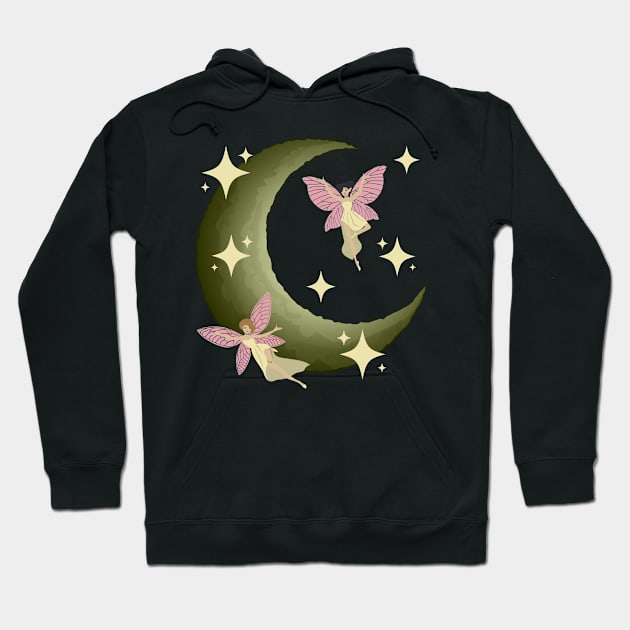 Fairycore Aesthetic Fairy Crescent Moon Fairies Hoodie by Alex21